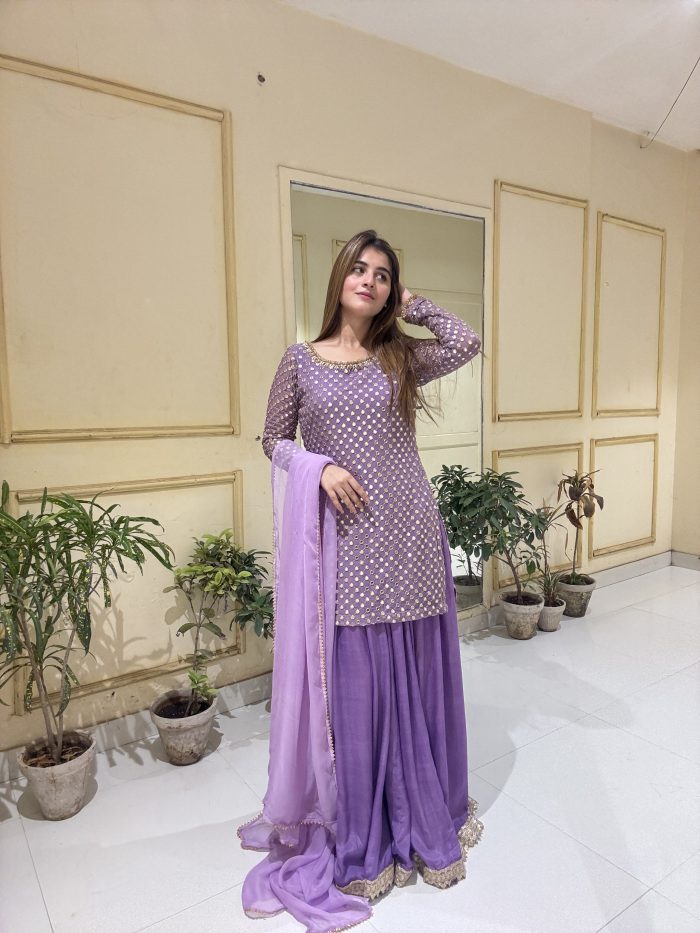 MIRROR EMBELLISHED KURTA GHARARA SET