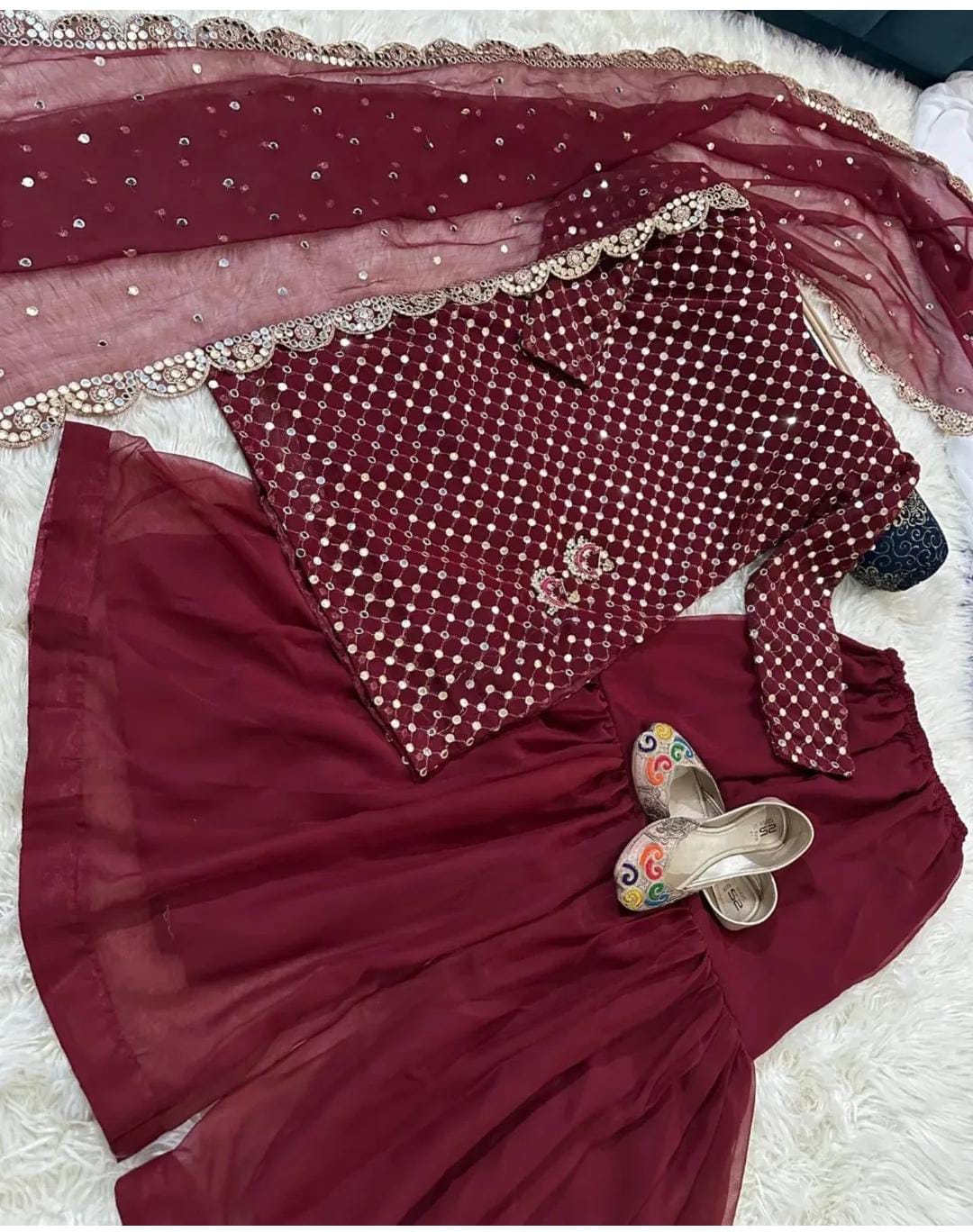 MIRROR EMBELLISHED KURTA GHARARA SET